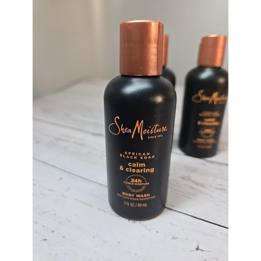 Lot of 3 -‎ Shea Moisture African Black Soap Calm & Clearing Body Wash - 3 oz